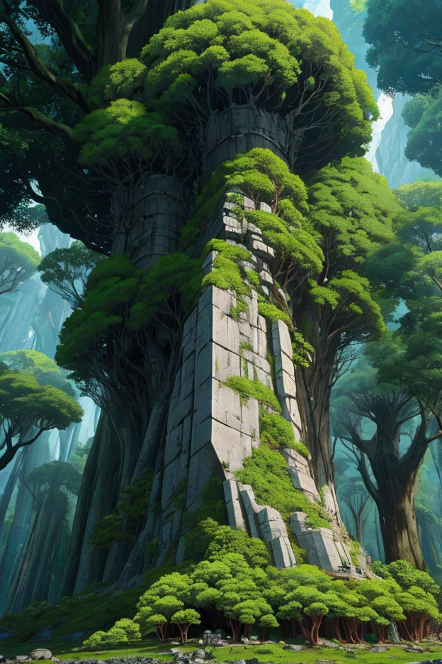 Sudden megalithic civilizations dot the deep jungle
Undiscovered, hidden by giant trees, unexpected modern civilization, best image quality