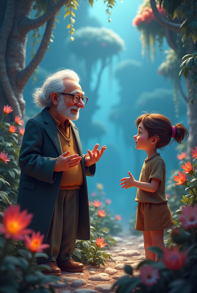 Chomsky, the creator of the theory of language acquisition, appears as a friendly guide in this magical world and addresses Chema.