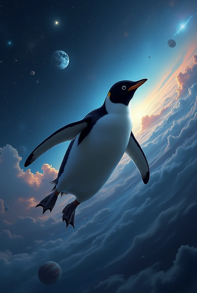 penguin in space