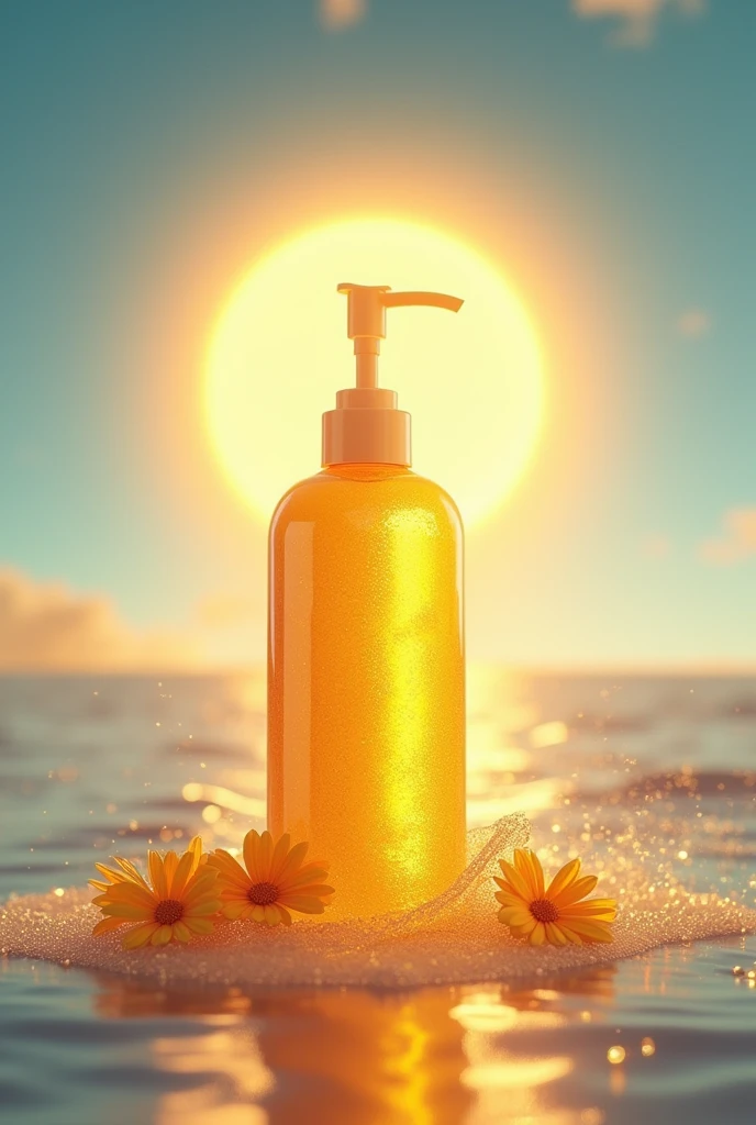 A golden sun for a lotion 