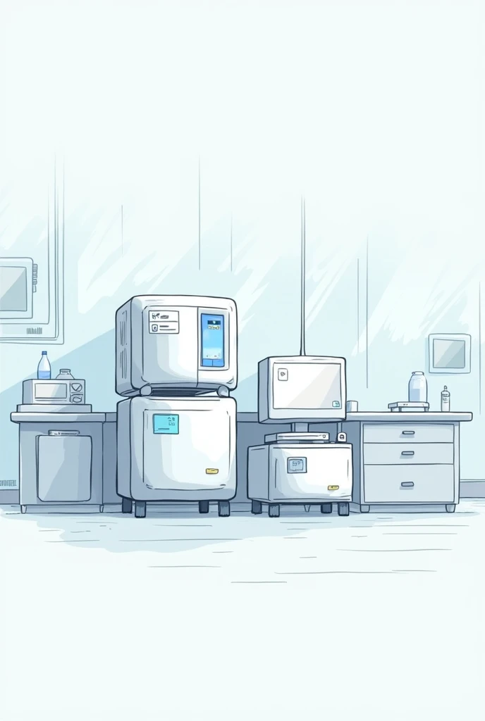 I need a simple drawing to be able to draw the coagulation area where I can see the equipment used in that area, the analyzer, a smaller one that is easy for me to draw. 