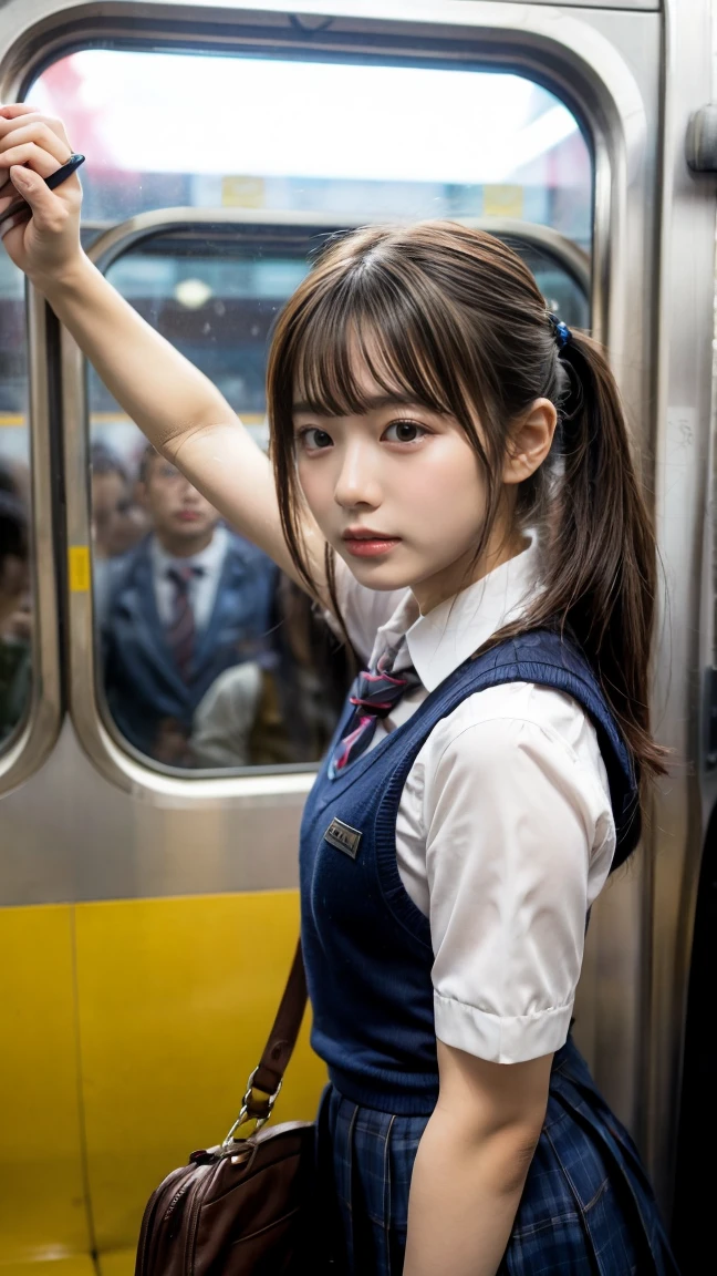 , Crowded train, school uniform, Embarrassing, Being molested, Browsing Caution,