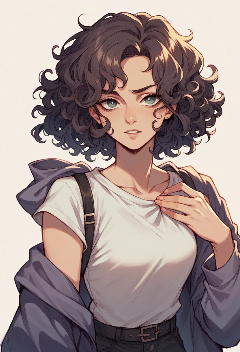 black with curly hair