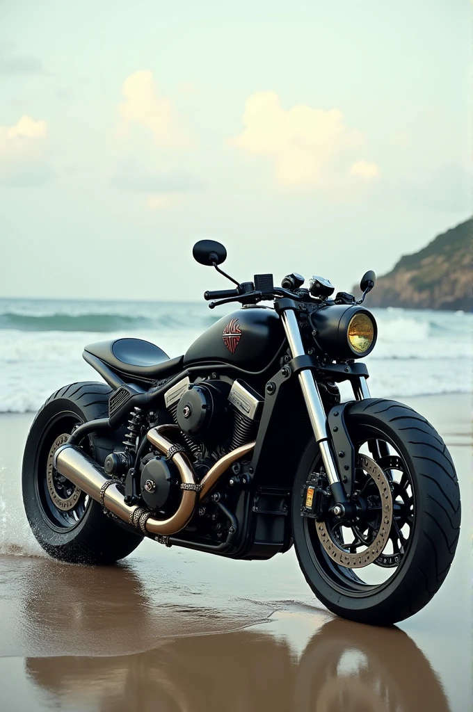 A motorcycle with a boat engine