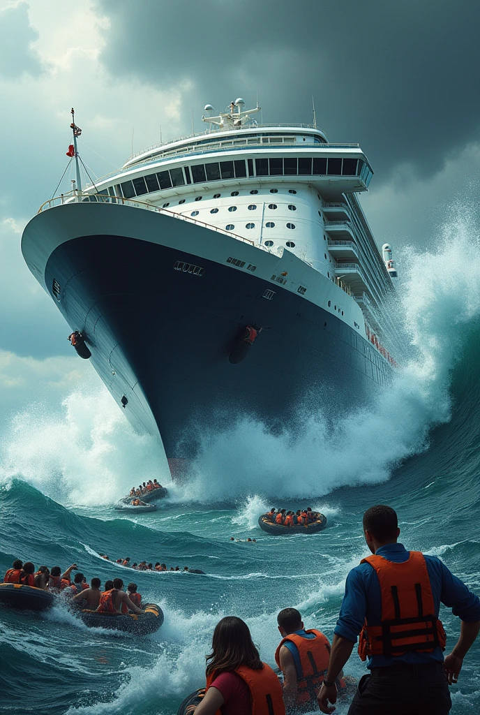 Cruise ship sinking in the sea