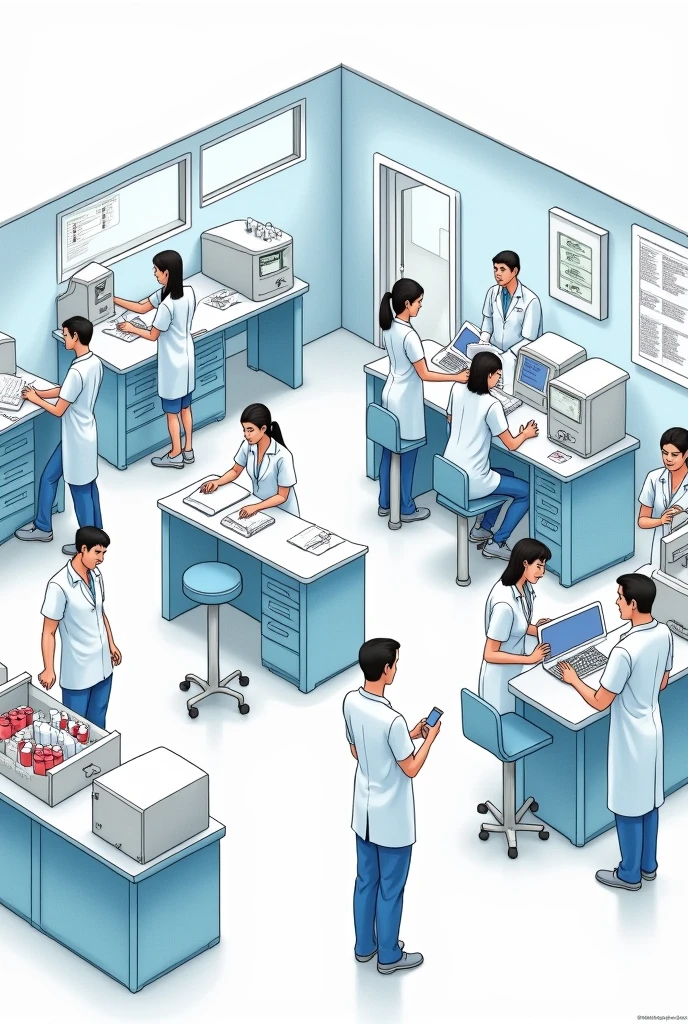 I need a simple drawing of the clinical laboratory blood bank area so I can draw