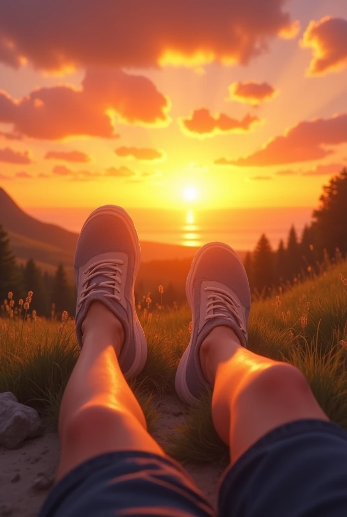 Throw@ feet watching the sunset.