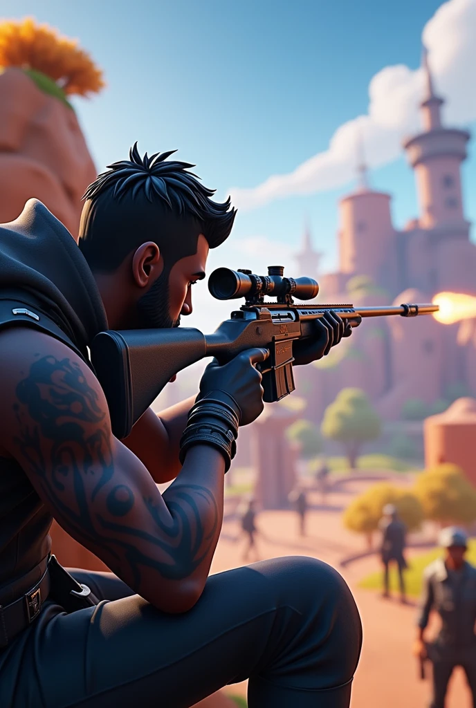 O Jones com uma sniper no fortnite