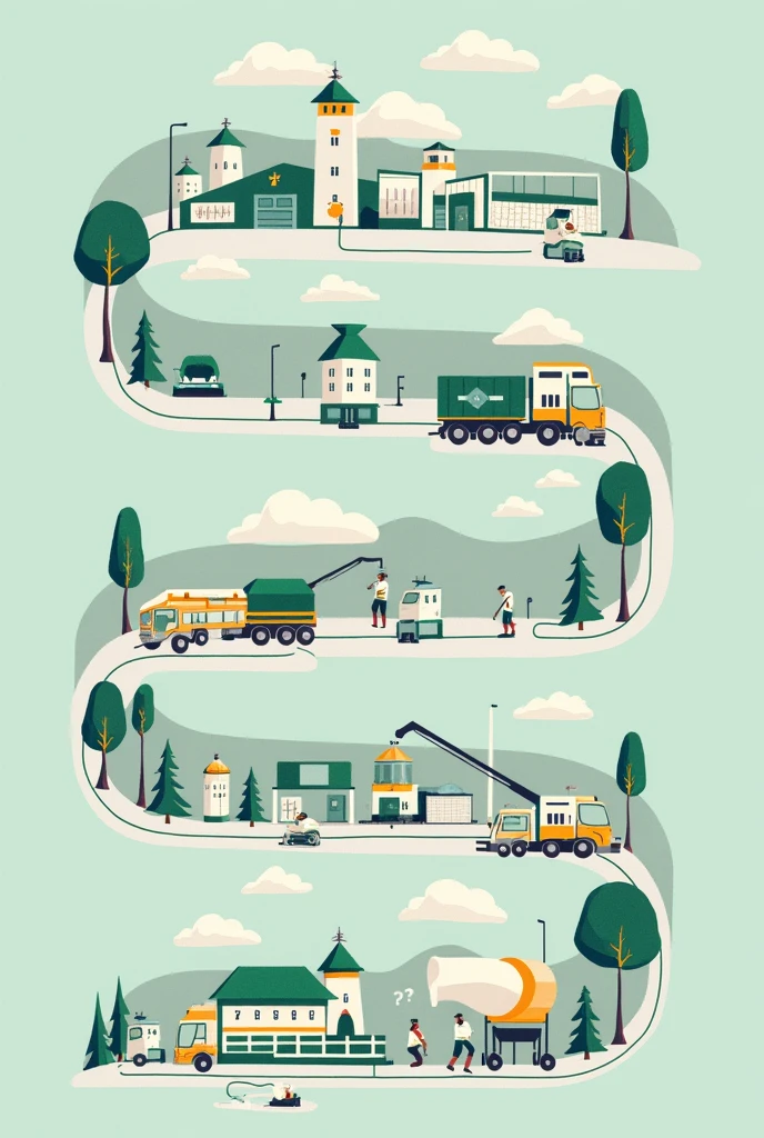 Create a supply chain for a company called alquería. First link in the collection of empty milk packaging, Second link arrives at the factory for packaging opening and washing, The third link goes through shredding and is converted into small cubes for reuse., Fourth link: the waste bucket is used and melted to create packaging for other products 