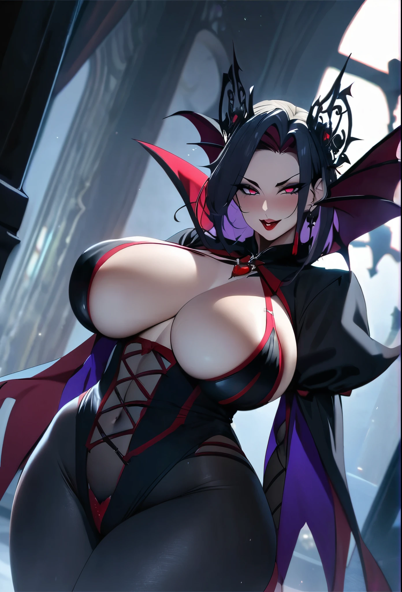 Sexy goth vampire, mature, curvaceous, voluptuous, alluring, enchanting 