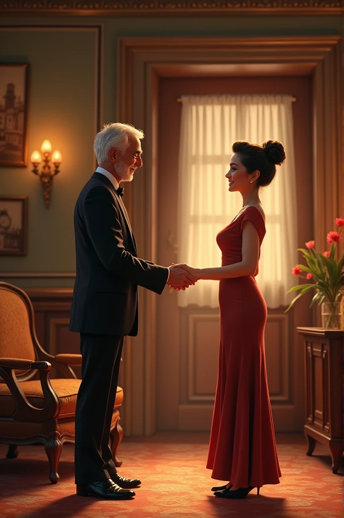 Don Ramo welcoming Mrs. Florinda