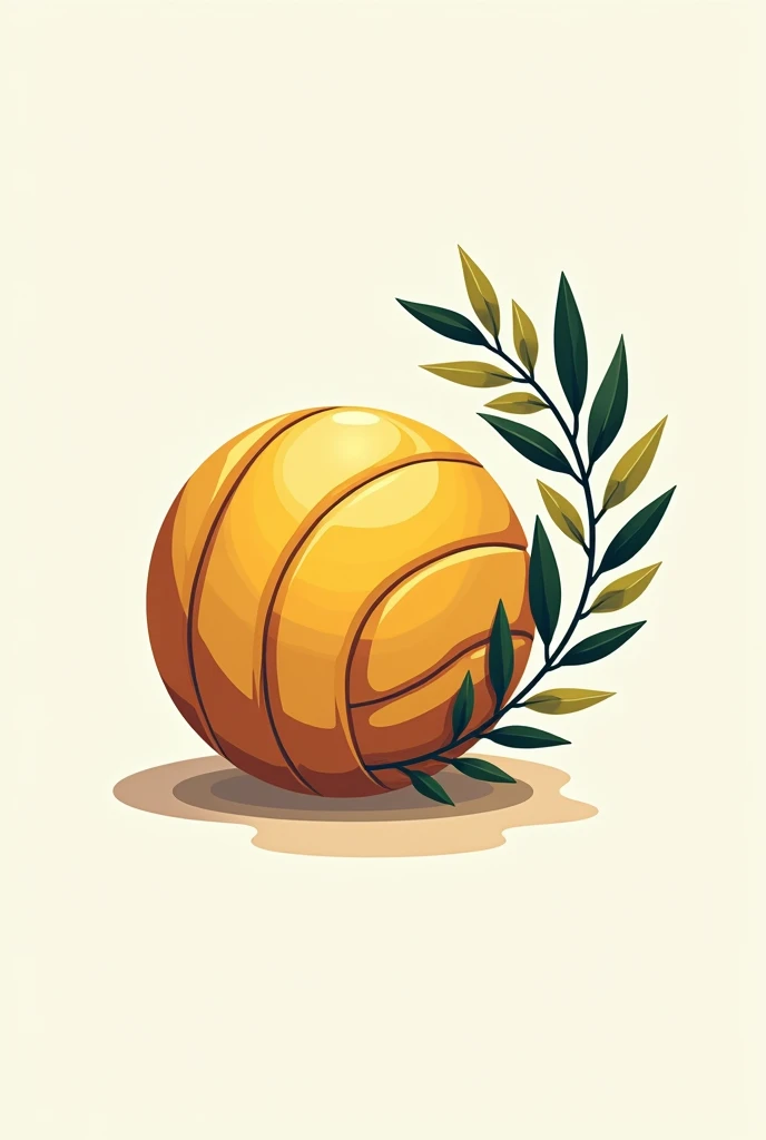 Hello , Could you generate a logo for me?, under the following conditions, a volleyball , with an olive crown peeking out from the back of the ball , without gold relief
