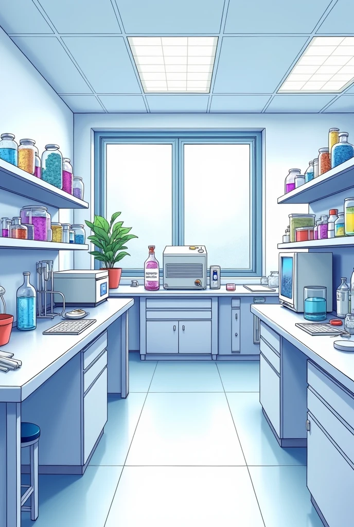 I need a simple drawing of the coagulation area of a clinical laboratory with coagulation equipment that is easy to draw, the same drawing that you just showed me, but I need it in color.