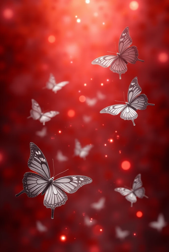 silver butterflies with red background