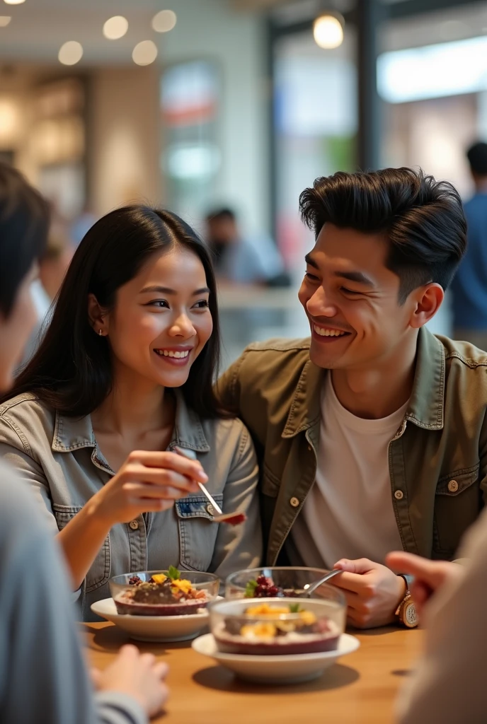 
Realistic man and wife 25-35 years old, At the mall, black hair eating açaí , with friends Ultra HD, high qualiy, best qualityer, high resolution, 8k, 16K
