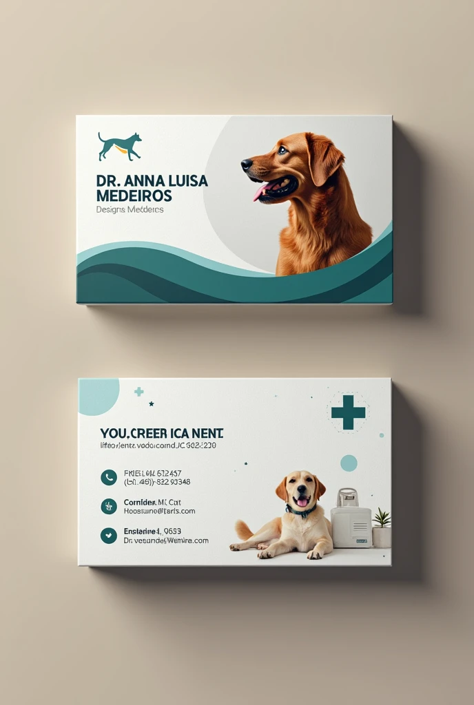 create a business card for me DR ANNA LUISA MEDEIROS VETERINARIAN CREATE ONE THAT I CAN PRINT