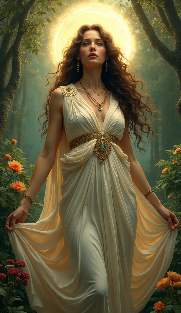 A very beautiful earth goddess, Dress in the style of ancient Greece, whole body