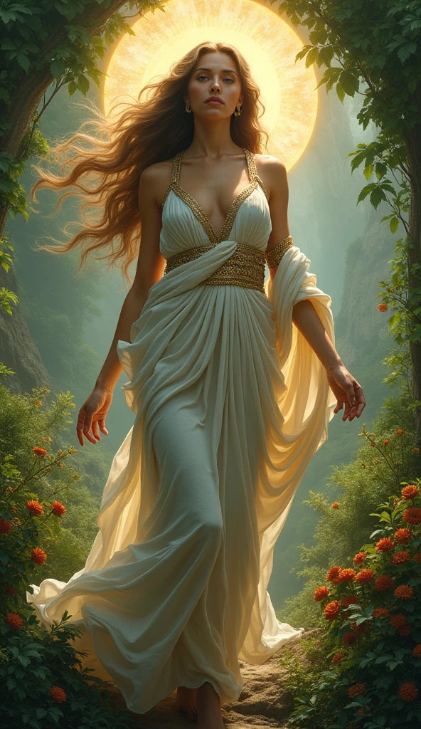A very beautiful earth goddess, Dress in the style of ancient Greece, whole body