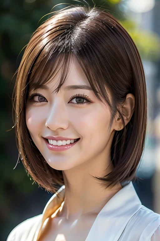 Japanese women Orthodox beauty, cute, cute, beautiful, smile, Yamato Nadeshiko, Ultra-realistic, More real, Real women, Looks like the real thing, From below, Just like him, Super Real, Bob, Upper Body