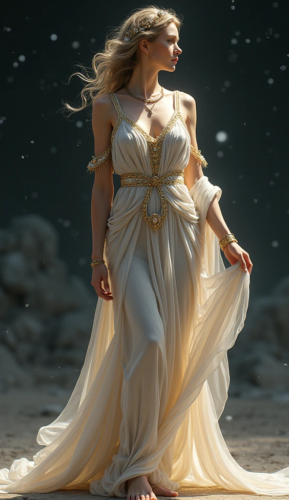 Very beautiful Mercury goddess, Dress in the style of ancient Greece, whole body