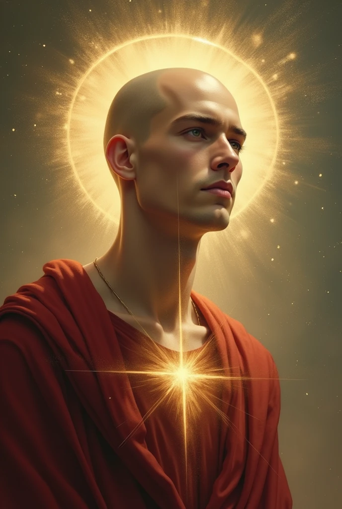 create the image of saint antonio a very handsome bald young man 