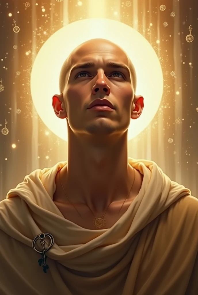 create the image of saint antonio a very handsome bald young man