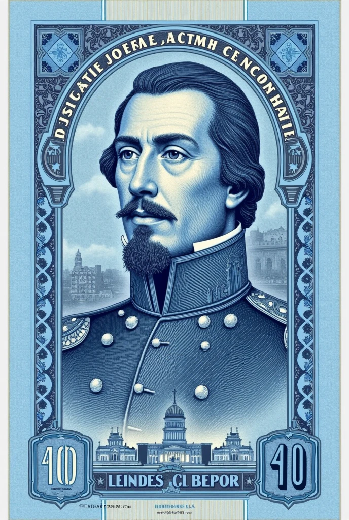 create a 5000 bill$ Let it be light blue and have General Jose de San Martin on it.