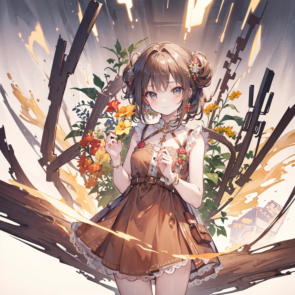 ((masterpiece,best quality)), 4K, high resolution, 1 Girl, Solitary, Smile, Brown dress, (Perfumer Equipment 2:1.2),