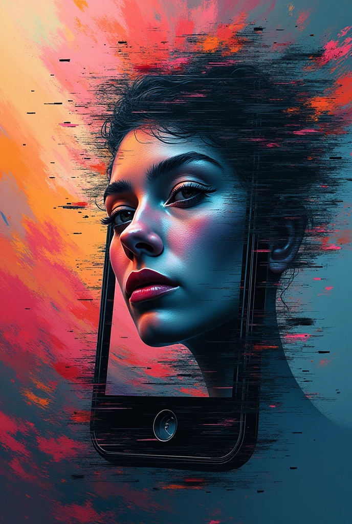 (Glitch Art,Emotional Design:1.3), cell phone ,no human