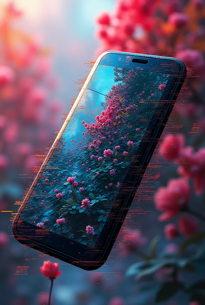(Glitch Art,Emotional Design:1.3), cell phone ,no human