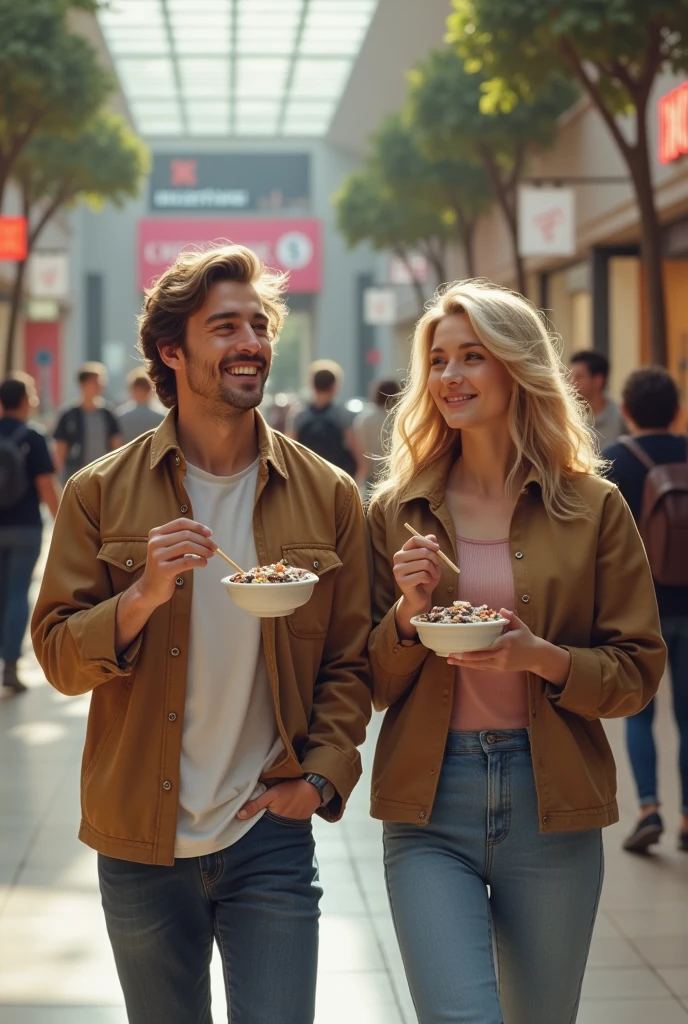
Realistic man and wife 25-35 years old, At the mall, blonde hair eating açaí , with friends Ultra HD, high qualiy, best qualityer, high resolution, 8k, 16K
