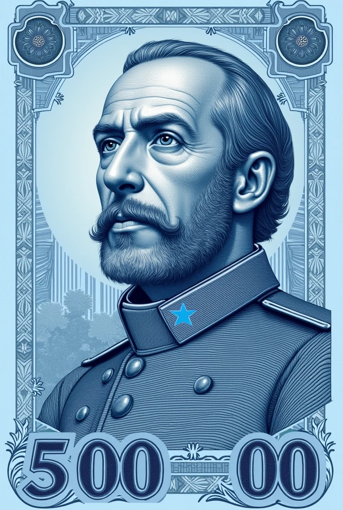 create a 5000 bill$ Let it be light blue and have General Jose de San Martin on it.