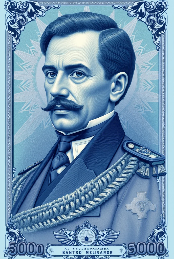create a 5000 bill$ Let it be light blue and have General Jose de San Martin on it.