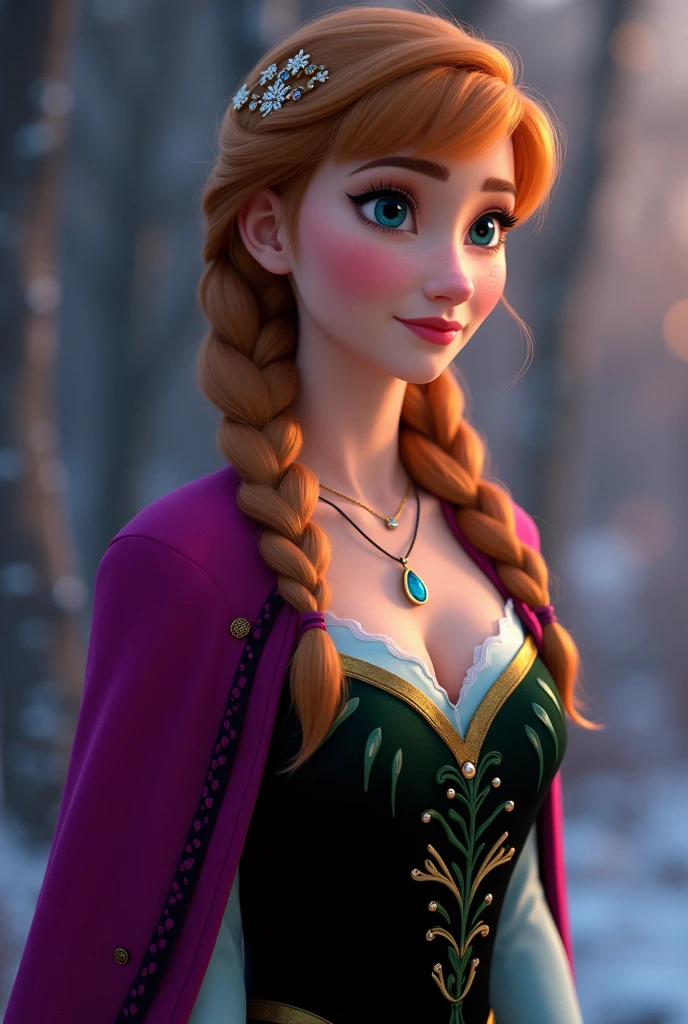 Realistic. True to life, A stunning portrait of Anna from Frozen young and beautiful, hyper realistic, real portrait, backlit, exquisite features, cleavage, Anna is showing her vagina to Anna and asking her to lick her vagina, she is inserting his fingers in her vagina under her skirt, she is fingering her, Anna is in ecstasy