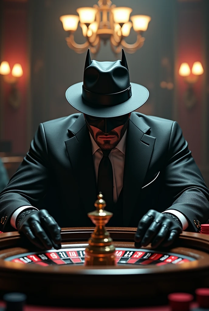 Gangster Batman playing roulette 