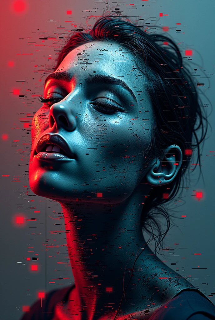 (Glitch Art,Emotional Design:1.3), cell phone , WiFi virus attached