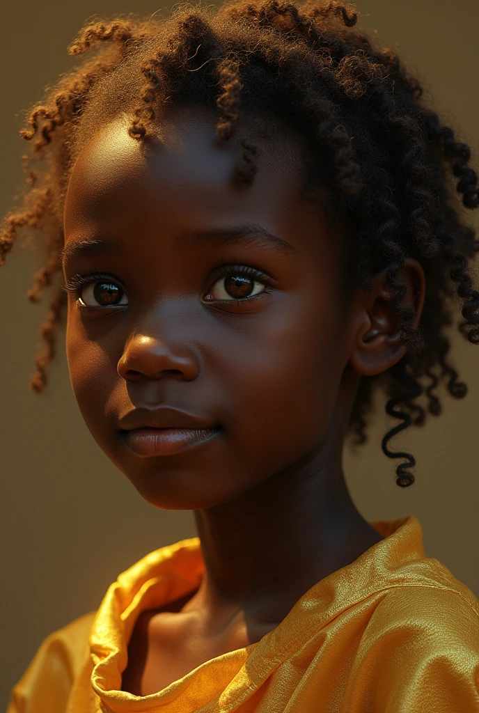 A black boy with golden eyes and golden hair