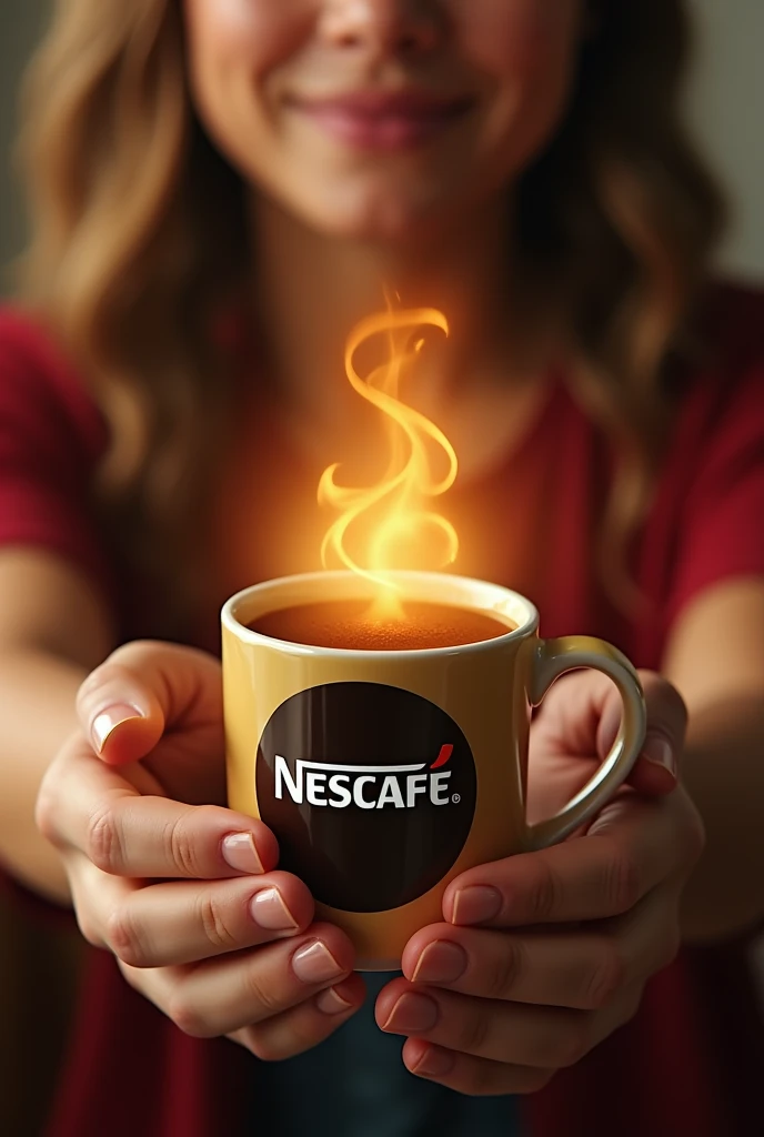 The power of a cup of Nescafe, instant coffee, soluble, that transmits warmth and success in everyday life