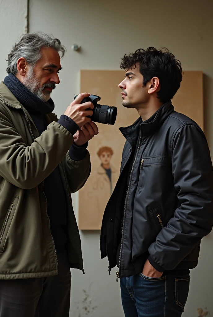 Francis Bacon taking a photo with Chayan