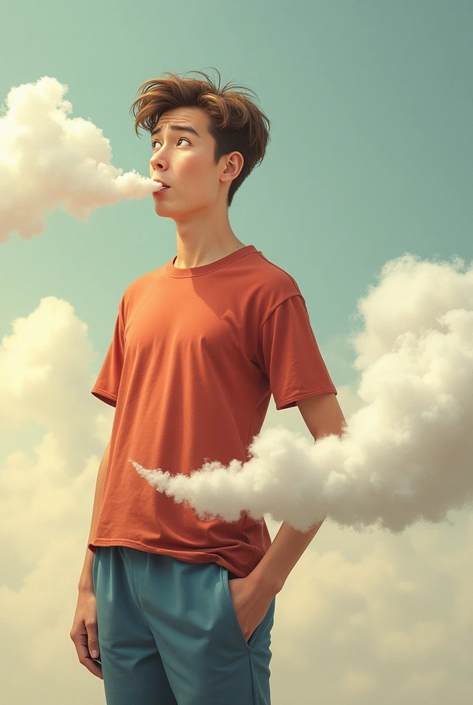 Create an image of a 20 year old farting