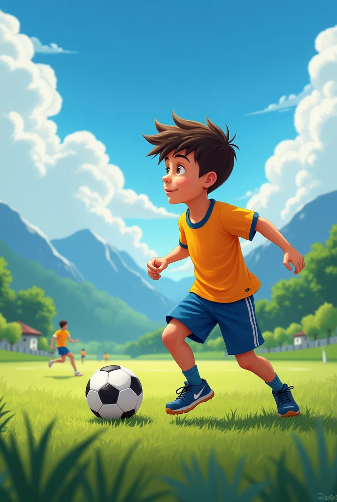 A Dream in the Dust In a small town surrounded by mountains and green fields, There lived a boy named Paul. He was 10 years old and had an overwhelming passion for football, which encouraged the arrival of a new coach. The Trial by Fire Don Roberto organized a local tournament to measure the skills of his new students.. Pablo and his teammates faced teams from nearby towns. Despite being smaller and having less experience, Pablo&#39;s team advanced to the final, largely due to his skill and leadership on the field.
An Opportunity in the City Pablo&#39;s success in the tournament did not go unnoticed. A talent scout who had come to observe the tournament approached Don Roberto after the match.. He told him about a football academy in the city that was looking for young talents., and Paul was the perfect candidate.
The Challenge of the City Life in the city was a whole new world for Pablo. The academy was big, with modern facilities and players from all over the country. Pablo felt like a fish out of water. The training sessions were intense., and the other players were faster and stronger. Some of them saw him as a simple village boy and did not take his presence seriously..
Pablo had a hard time adapting, but he was not willing to give up. He remembered the sacrifices his family had made so he could be there.. every day, tried harder, I trained harder and listened carefully to the coaches&#39; advice.
The Unexpected Friend In the midst of his struggle to adapt, Paul met Luke, a boy of his own age who had also come to the academy from a small town. Lucas was outgoing and always saw the positive side of things., something that Pablo needed in those moments of uncertainty.
The First Big Match After months of hard training, Pablo and Lucas were selected to play in a friendly match against one of the strongest youth teams in the