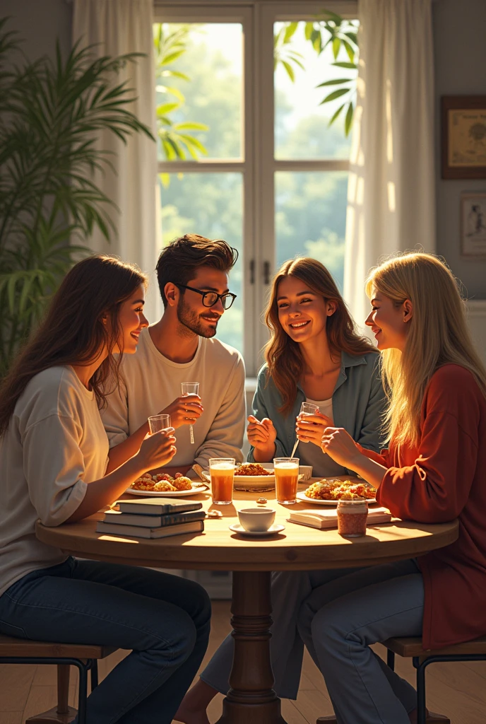 To create a visual image of the four most trustworthy signs in a friendship, you can imagine the following scenario:
1. **Image Layout**:
- **fund**: A welcoming and harmonious setting, perhaps a coffee table or an outdoor space, with a friendly and relaxing atmosphere.
2. **Personagens**:
- **Signs**: Four friends representing each of the most trustworthy signs (For example, bull, Virgem, CAPRICORNIO, e cancer, according to the traditional description of reliability in astrology).
3. **General appearance**:
- Each character can have a style that reflects the essence of the sign:
- **bull**: Wear comfortable, sturdy clothing, with an expression of serenity and reliability. He may be holding something symbolic, like a plate of food, indicating hospitality.
- **Virgem**: It presents an organized and practical appearance, with a touch of intellectuality. You may be holding a list or a book, demonstrating his meticulous and detailed side.
- **CAPRICORNIO**: Wear more formal or professional attire, with a confident and determined posture. May be involved in a planning or organizing activity.
- **cancer**: It has a warm and caring appearance, perhaps with soft clothing and a gesture of embrace or a gesture of care, reflecting its protective nature.
4. **Action**:
- The four friends are interacting in a friendly and affectionate way, perhaps sharing a meal, talking or planning something together. The interaction should highlight the trust and depth of your friendship..
5. **enviroment**:
- The environment must be inviting and comfortable, with details that suggest a strong and lasting bond between the characters. It can include elements such as a well-decorated coffee table., textbooks, and a cozy decoration.
This image should capture the essence of each sign as a reliable and essential friend in a friendship circle., with a visual representation of their unique and valuable role.