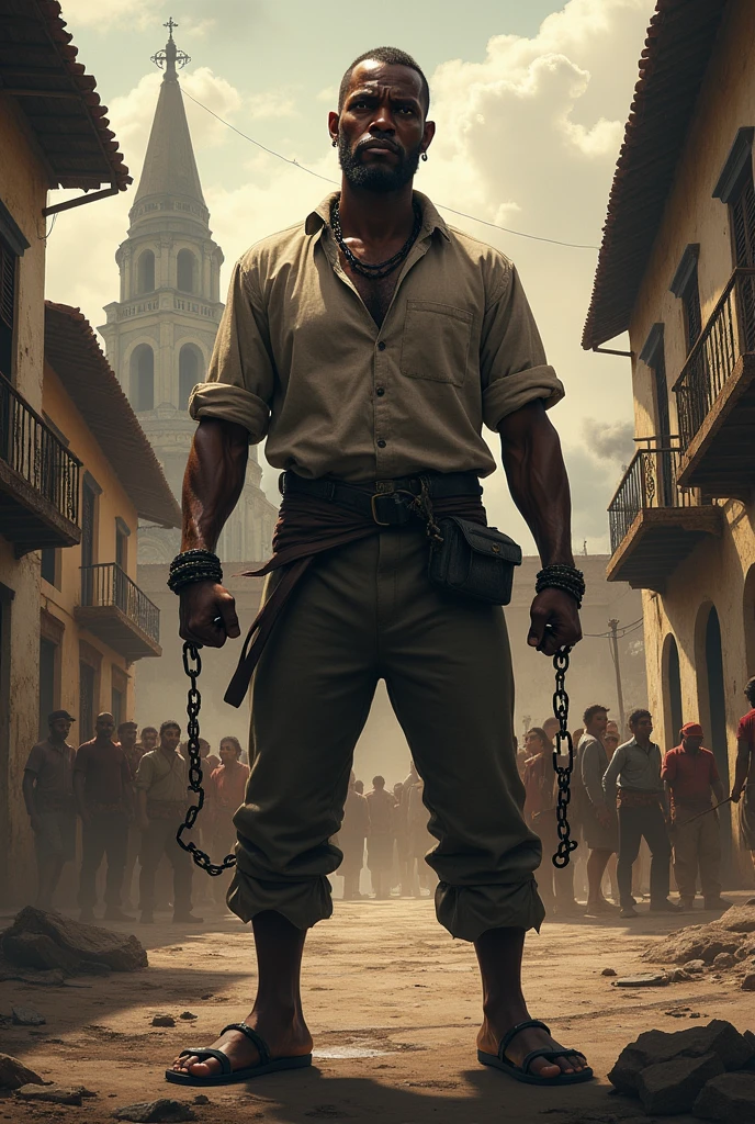 A slave who was fighting to gain his freedom, in revolt of the evils in salvador Bahia in 1835 and he has to be standing