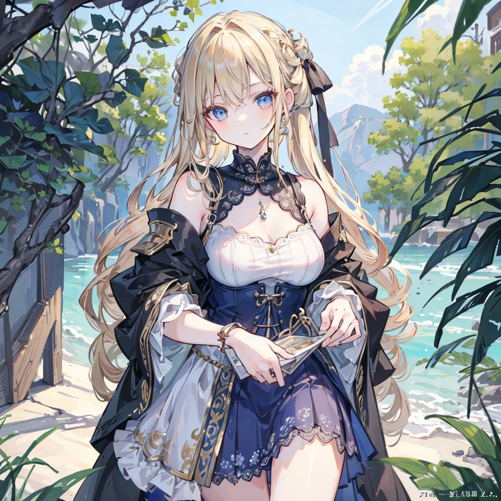 (masterpiece: 1.2, best quality), Practical, (Practical Picture, Intricate details, Depth of Field), best quality, masterpiece, Very detailed, Semi Practical, 1 girl, Mature female, 21 years old, blond, Shoulder-length hair, Left eye covered by hair, blue eyes, King&#39;s Clothes, Red cape, Slim body, A crown made of precious gold, Read the document, Tag the file, quill, desk, Soft stool, palace, 在palace殿里, In the Middle Ages
