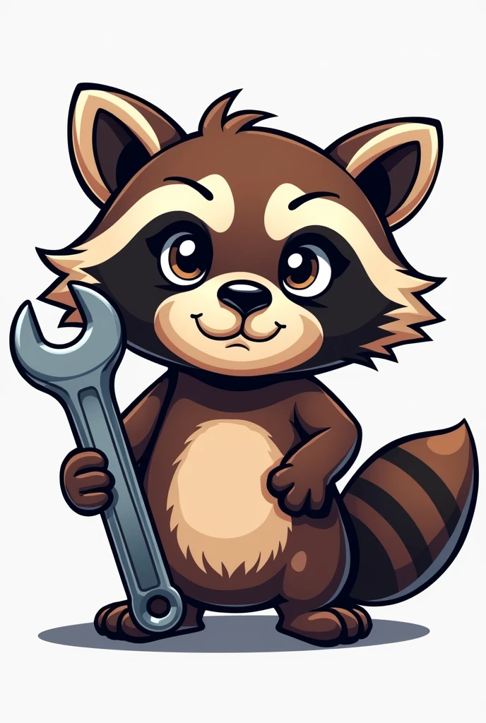 A logo for a raccoon auto mechanic's workshop, with a wrench in his paw
