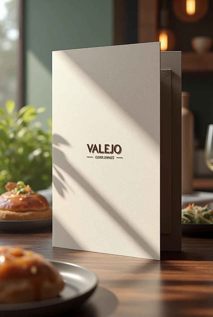 make a menu cover with the name “Valejo Gourmet” very modern and eye-catching