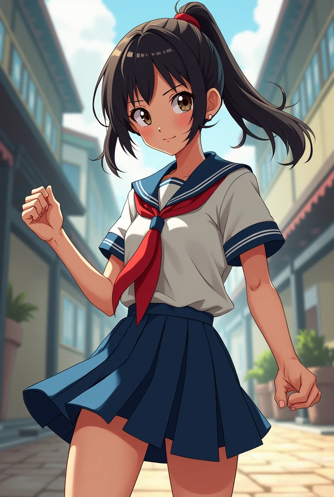 female school girl version of dragon ball art style
