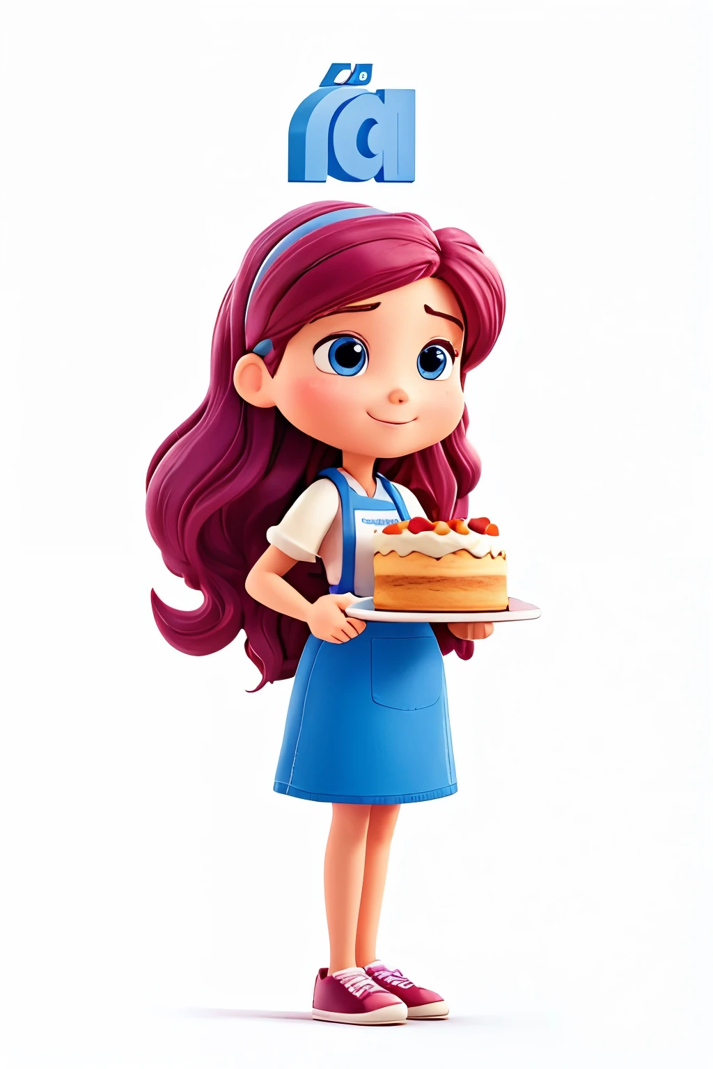 logo, icon. woman holding a cake, white background, cartoon logo style, cook, Pop art, pixar