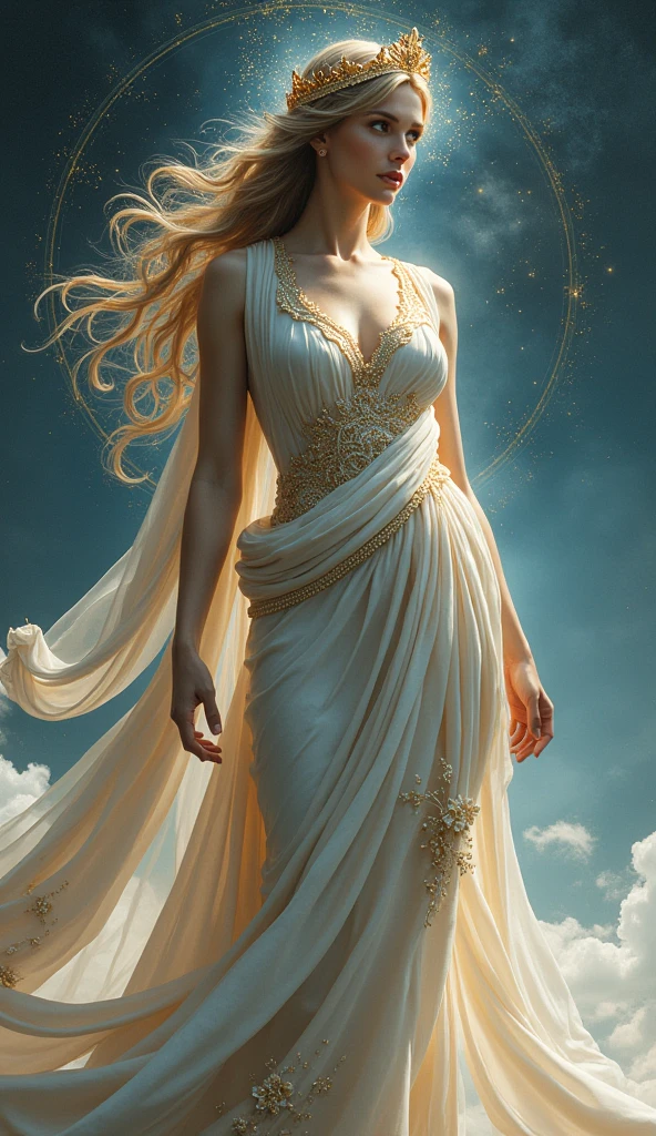 Very beautiful Uranus goddess, Dress in the style of ancient Greece, whole body