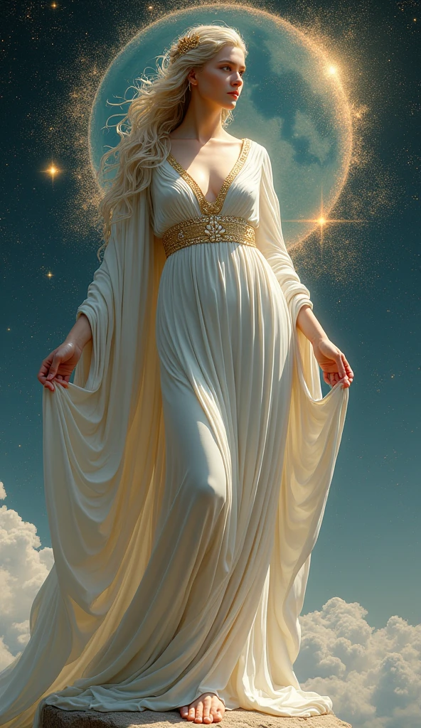 Very beautiful Uranus goddess, Dress in the style of ancient Greece, whole body